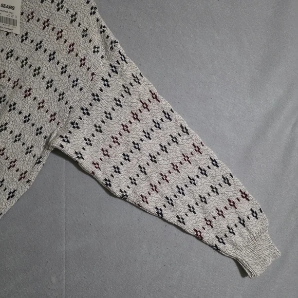 VTG NWT Fieldmaster 100% Cotton Geometric Fisherman Knit Sweater USA Size Large - Picture 7 of 11
